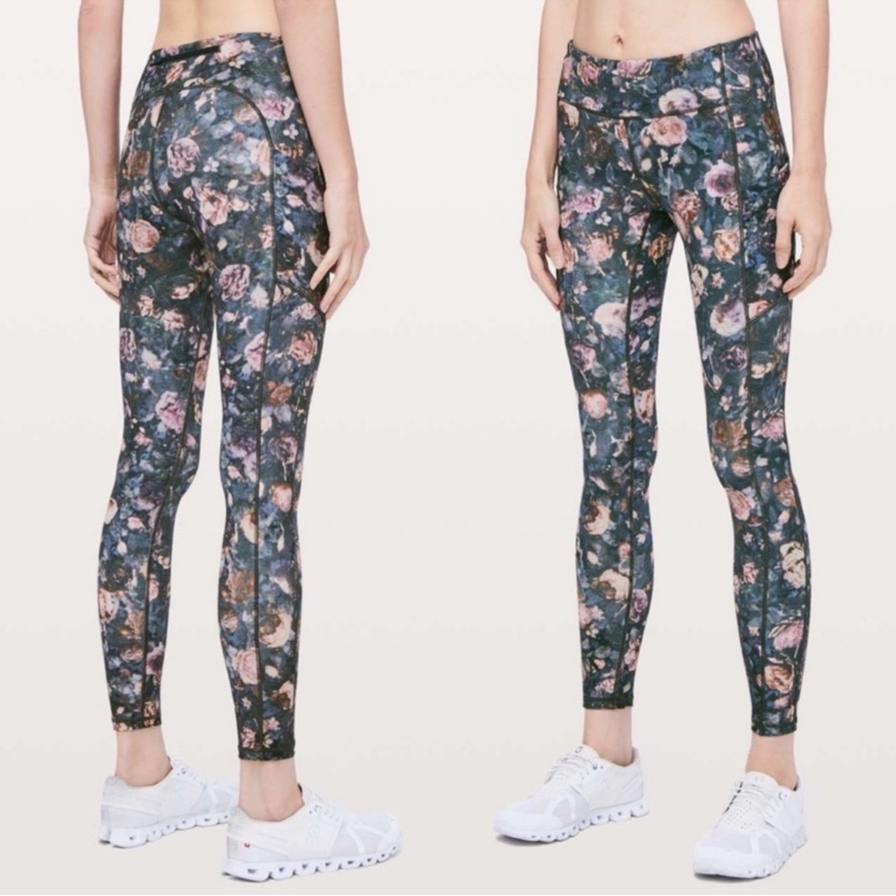 Lululemon Speed Up Frosted Rose Floral‎ Print Leggings Size 4